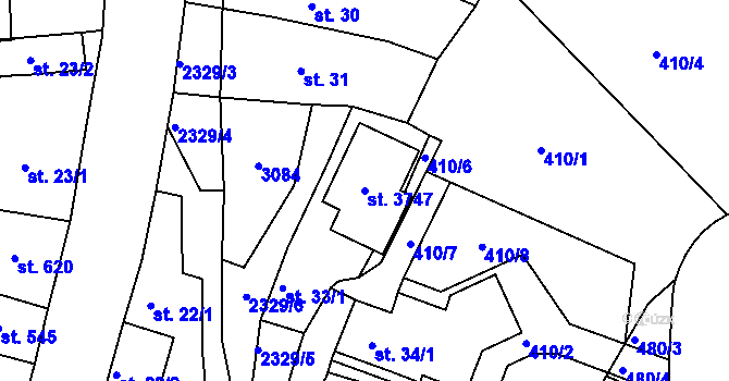 Parcela st. 3747 v KÚ Ústí nad Orlicí, Katastrální mapa