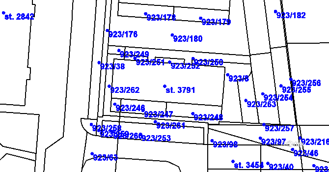Parcela st. 3791 v KÚ Ústí nad Orlicí, Katastrální mapa