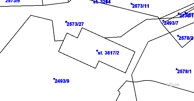 Parcela st. 3817/2 v KÚ Ústí nad Orlicí, Katastrální mapa