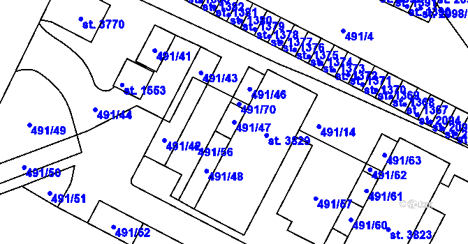 Parcela st. 491/47 v KÚ Ústí nad Orlicí, Katastrální mapa