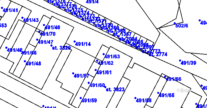 Parcela st. 491/63 v KÚ Ústí nad Orlicí, Katastrální mapa
