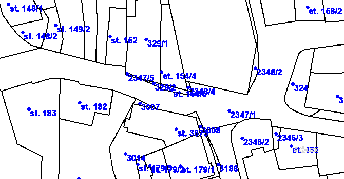 Parcela st. 154/6 v KÚ Ústí nad Orlicí, Katastrální mapa