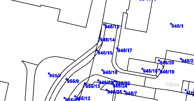 Parcela st. 946/15 v KÚ Ústí nad Orlicí, Katastrální mapa