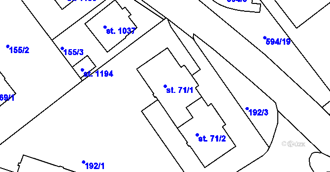 Parcela st. 71/1 v KÚ Hylváty, Katastrální mapa