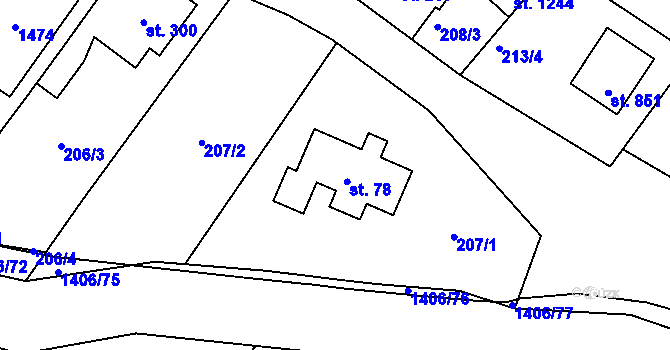 Parcela st. 78 v KÚ Hylváty, Katastrální mapa