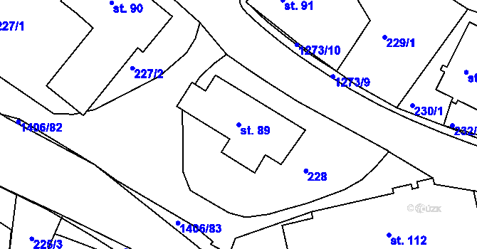 Parcela st. 89 v KÚ Hylváty, Katastrální mapa