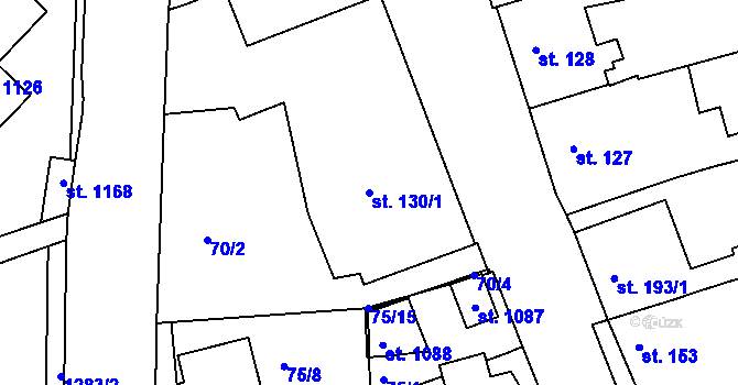Parcela st. 130/1 v KÚ Hylváty, Katastrální mapa
