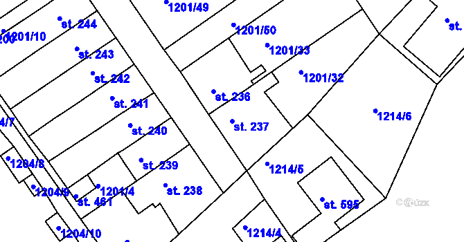 Parcela st. 237 v KÚ Hylváty, Katastrální mapa