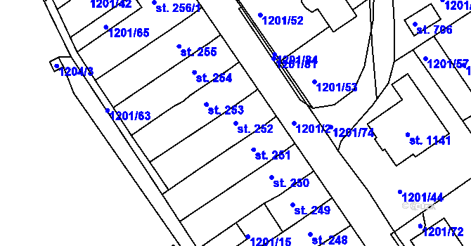 Parcela st. 252 v KÚ Hylváty, Katastrální mapa