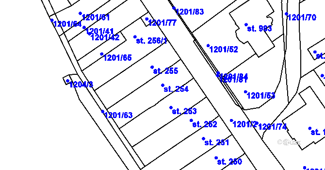 Parcela st. 254 v KÚ Hylváty, Katastrální mapa