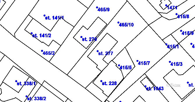 Parcela st. 277 v KÚ Hylváty, Katastrální mapa