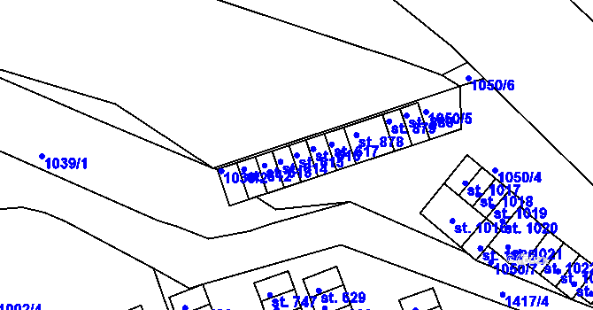 Parcela st. 615 v KÚ Hylváty, Katastrální mapa