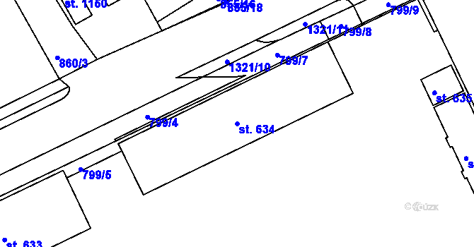 Parcela st. 634 v KÚ Hylváty, Katastrální mapa