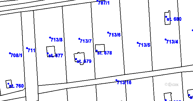 Parcela st. 678 v KÚ Hylváty, Katastrální mapa