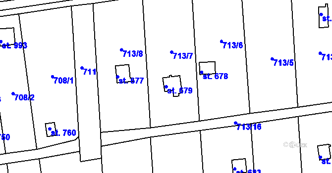 Parcela st. 679 v KÚ Hylváty, Katastrální mapa