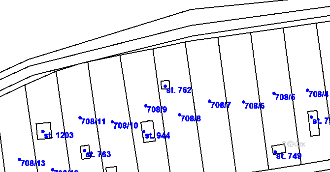 Parcela st. 762 v KÚ Hylváty, Katastrální mapa