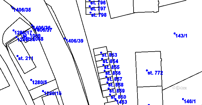 Parcela st. 853 v KÚ Hylváty, Katastrální mapa