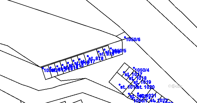 Parcela st. 879 v KÚ Hylváty, Katastrální mapa