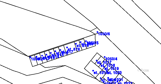 Parcela st. 880 v KÚ Hylváty, Katastrální mapa