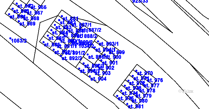 Parcela st. 900 v KÚ Hylváty, Katastrální mapa