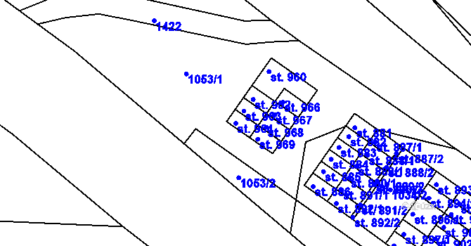 Parcela st. 964 v KÚ Hylváty, Katastrální mapa