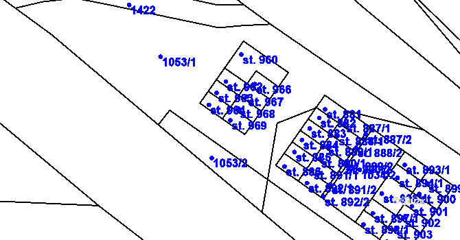 Parcela st. 969 v KÚ Hylváty, Katastrální mapa