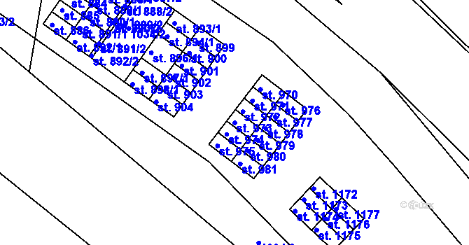Parcela st. 973 v KÚ Hylváty, Katastrální mapa