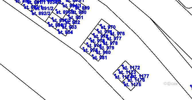 Parcela st. 980 v KÚ Hylváty, Katastrální mapa