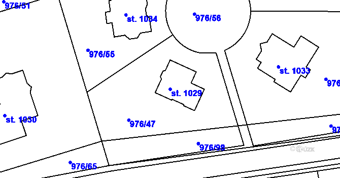 Parcela st. 1029 v KÚ Hylváty, Katastrální mapa