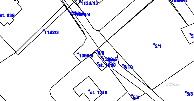 Parcela st. 5/8 v KÚ Hylváty, Katastrální mapa