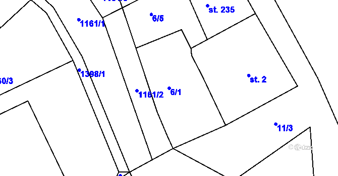 Parcela st. 6/1 v KÚ Hylváty, Katastrální mapa