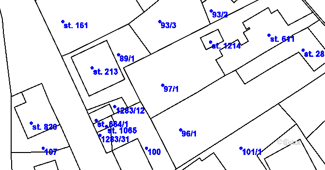 Parcela st. 97/1 v KÚ Hylváty, Katastrální mapa