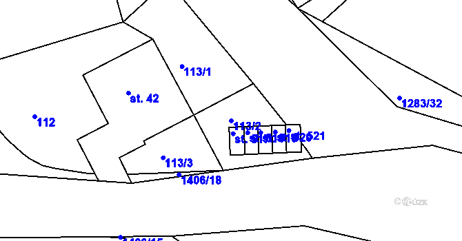 Parcela st. 113/2 v KÚ Hylváty, Katastrální mapa