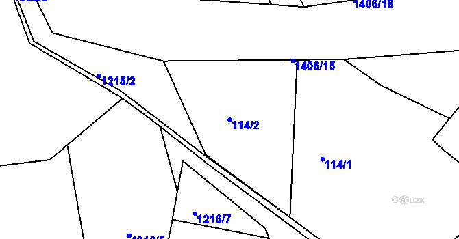 Parcela st. 114/2 v KÚ Hylváty, Katastrální mapa