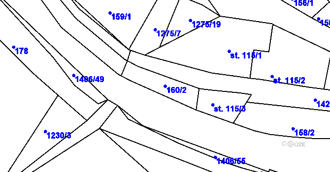 Parcela st. 160/2 v KÚ Hylváty, Katastrální mapa