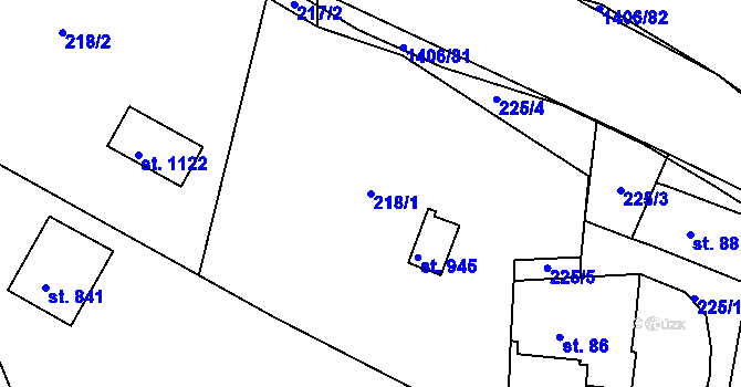 Parcela st. 218/1 v KÚ Hylváty, Katastrální mapa
