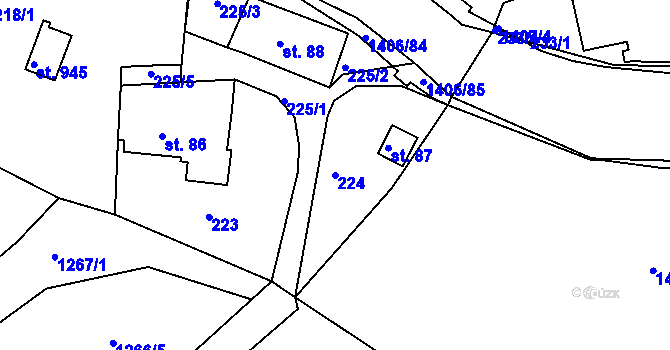 Parcela st. 224 v KÚ Hylváty, Katastrální mapa