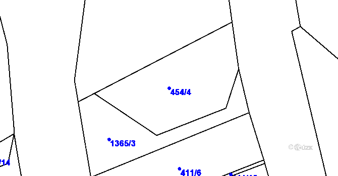 Parcela st. 454/4 v KÚ Hylváty, Katastrální mapa