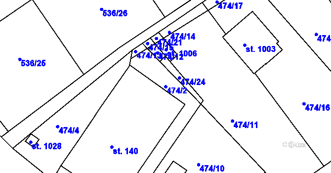 Parcela st. 474/2 v KÚ Hylváty, Katastrální mapa