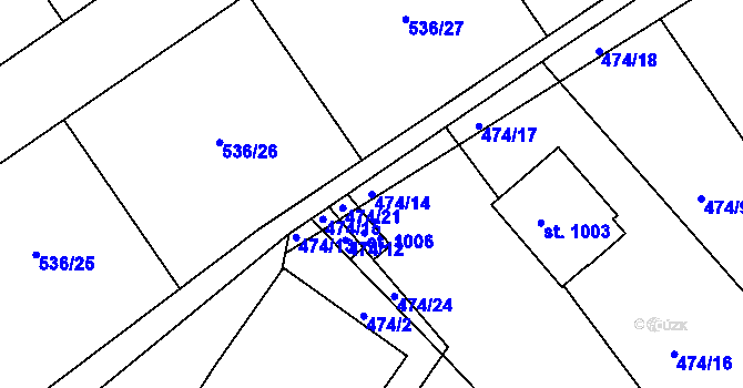 Parcela st. 474/14 v KÚ Hylváty, Katastrální mapa