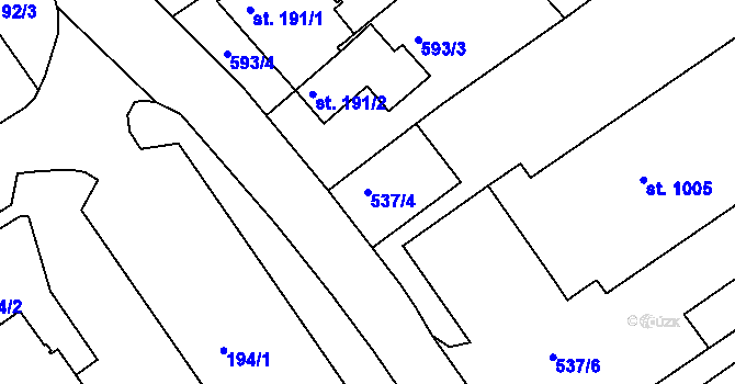 Parcela st. 537/4 v KÚ Hylváty, Katastrální mapa