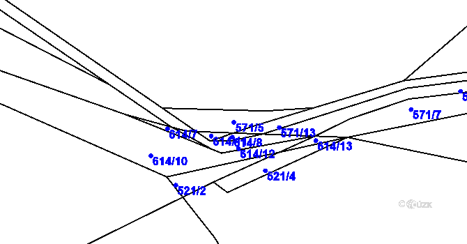 Parcela st. 571/5 v KÚ Hylváty, Katastrální mapa