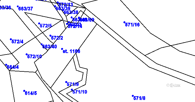 Parcela st. 571/8 v KÚ Hylváty, Katastrální mapa