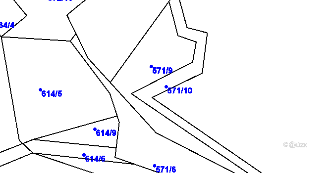 Parcela st. 571/10 v KÚ Hylváty, Katastrální mapa
