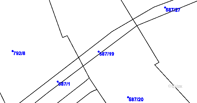 Parcela st. 587/19 v KÚ Hylváty, Katastrální mapa