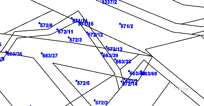 Parcela st. 663/39 v KÚ Hylváty, Katastrální mapa