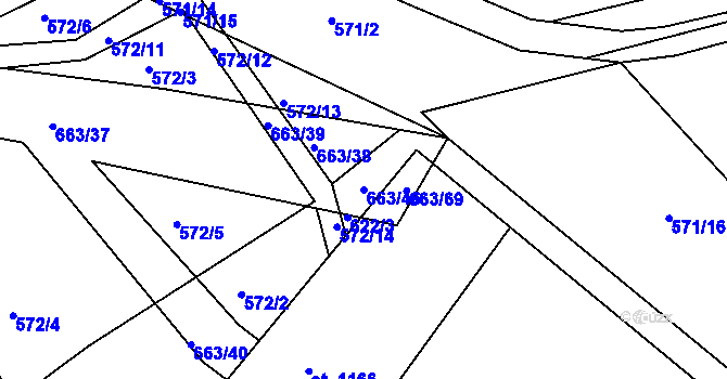 Parcela st. 663/46 v KÚ Hylváty, Katastrální mapa