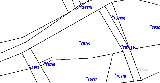Parcela st. 767/6 v KÚ Hylváty, Katastrální mapa
