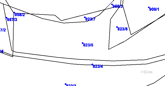 Parcela st. 823/5 v KÚ Hylváty, Katastrální mapa