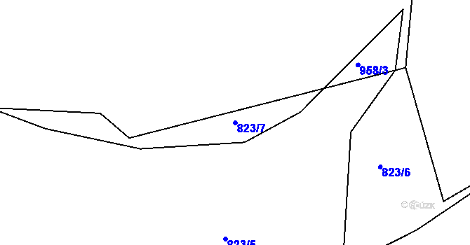 Parcela st. 823/7 v KÚ Hylváty, Katastrální mapa